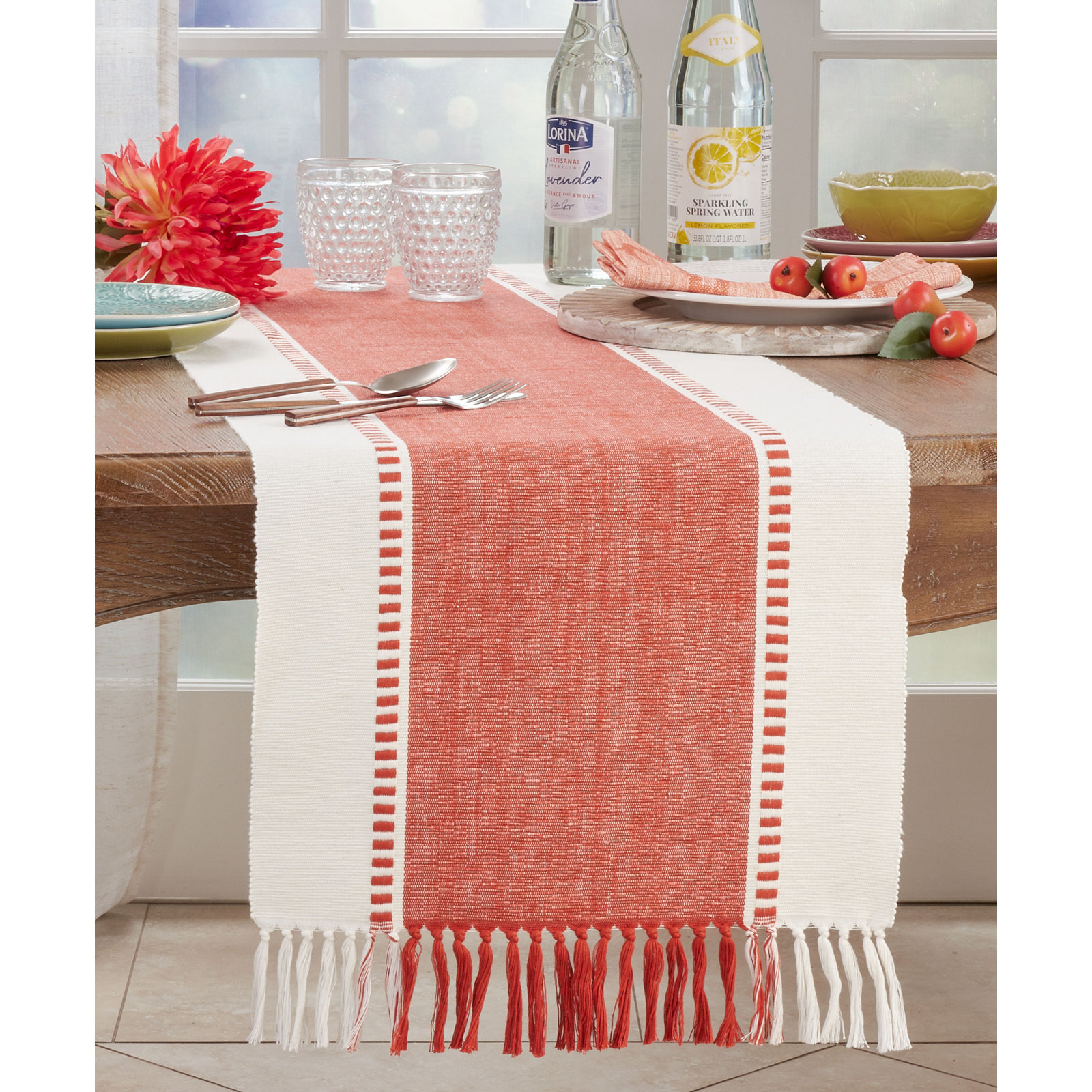 Sonny Collection Geometric Table Runnner, Orange
