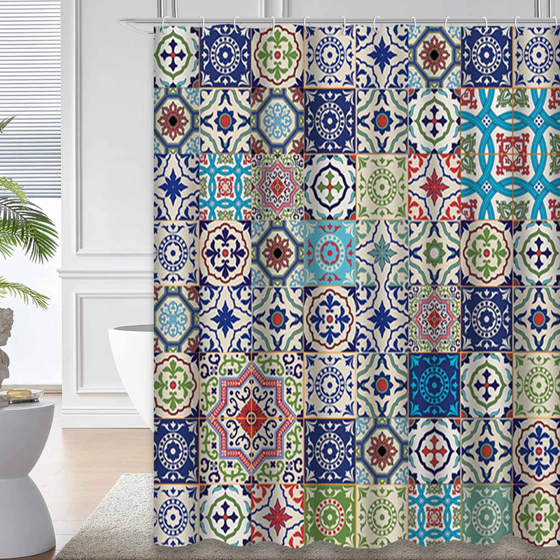 Rideau de douche avec 12 crochets Arabesque, 72" L x 72" W