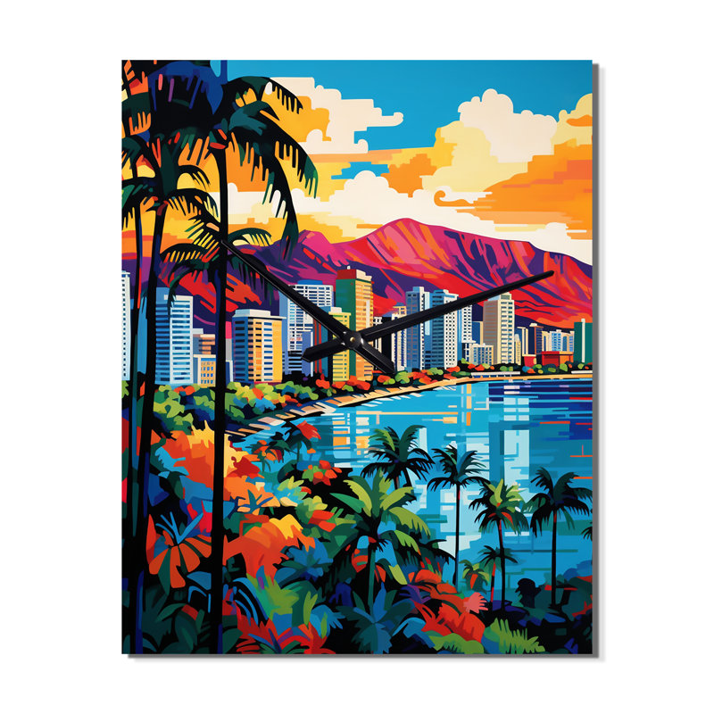 Horloge murale City Honolulu Popart II, Petit