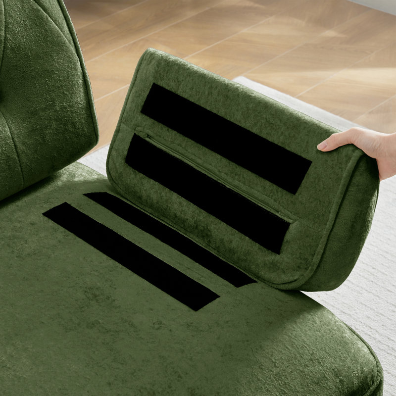 106-Inch 3-Seater Velvet Upholstered Sofa With Ottoman, Suitable For Living Rooms, Conference Rooms, And Bedrooms., Green