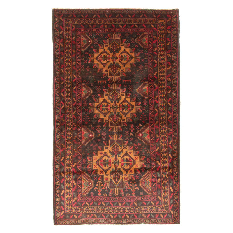 Tapis noir Teimani 3 pi 6 po x 6 pi 6 po