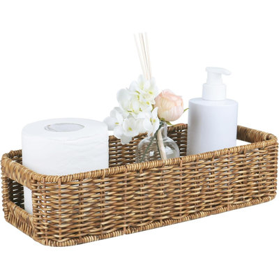 Panier de rangement pour papier hygiénique en osier, organisateur tissé à la main résistant à l'eau pour salle de bain, cuisine et bureau, brun clair naturel