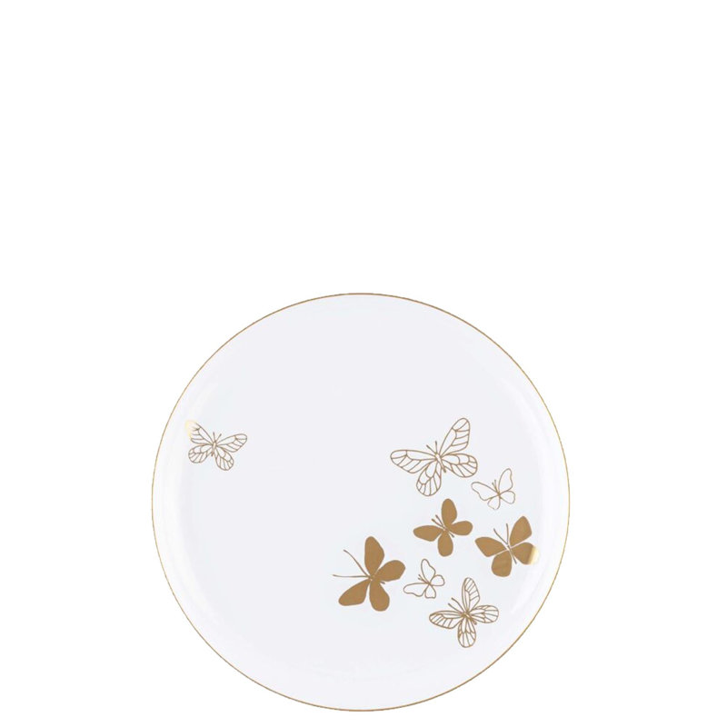 Assiettes en plastique rondes rondes blanches de 6 pouces avec motif de papillons écologiques 30 invités Ecoqualité