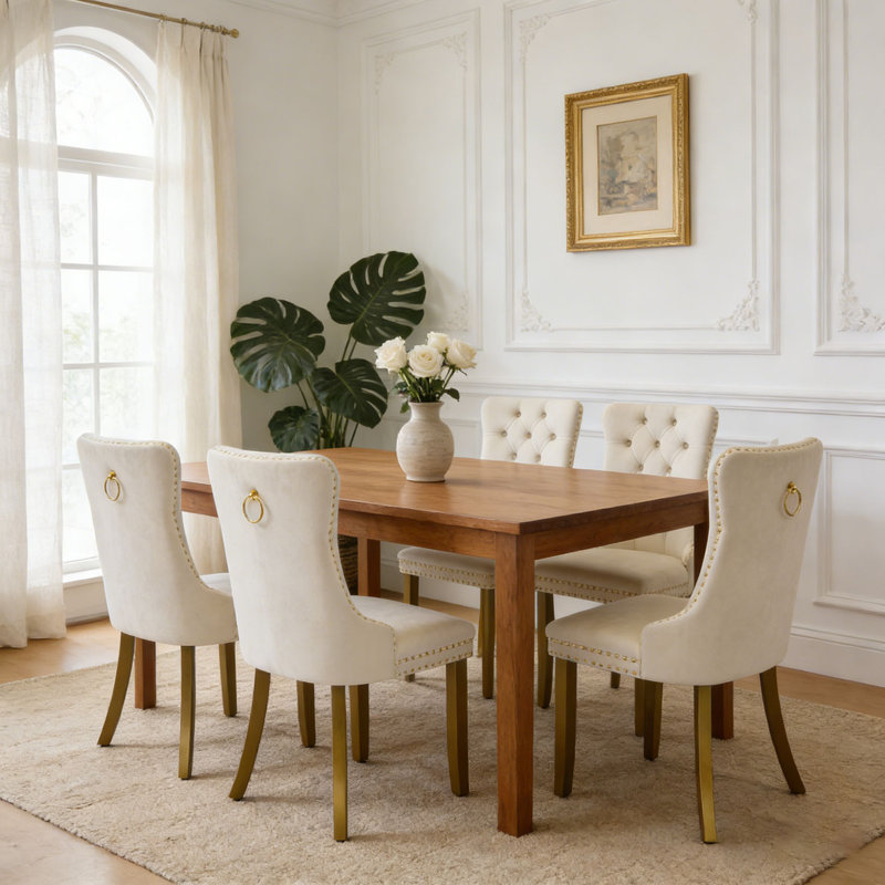 Chaise de salle à manger rembourrée moderne, Blanc