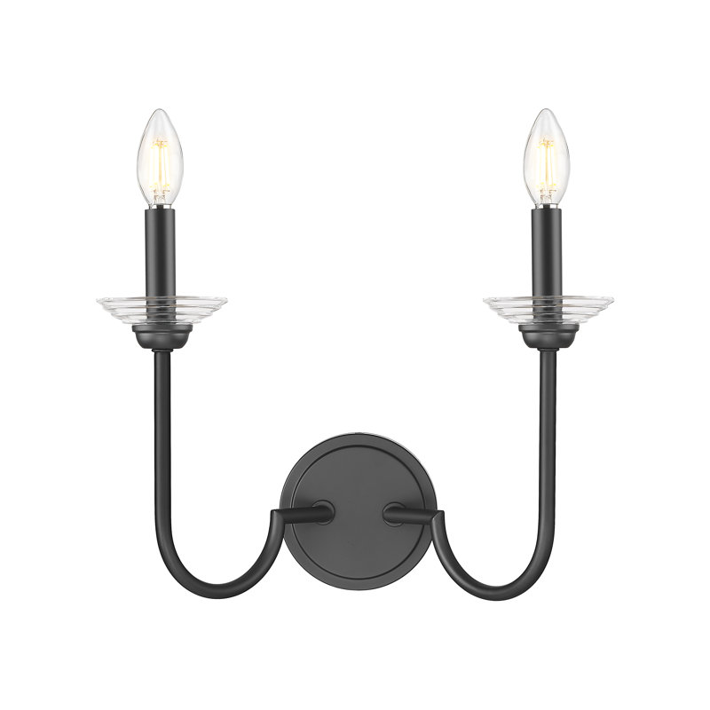 Applique murale texturée Burgett, Deux lumières, H 11,75 po x l 15 po x P 7,5 po, Noir mat