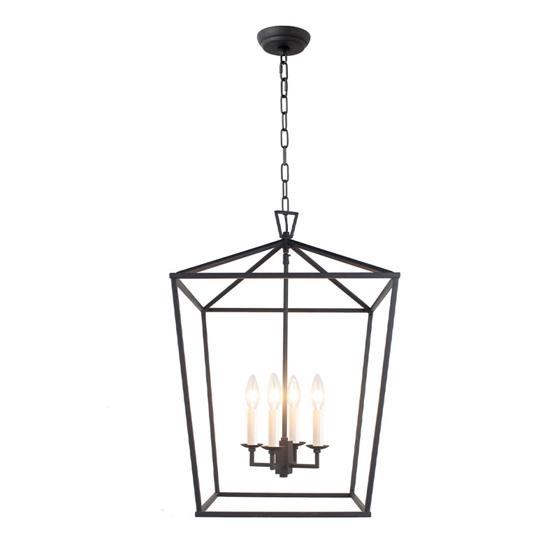 Lustre géométrique à 4 lumières Neslisah, Noir, H 24,41 po x l 16,93 po x P 16,93 po