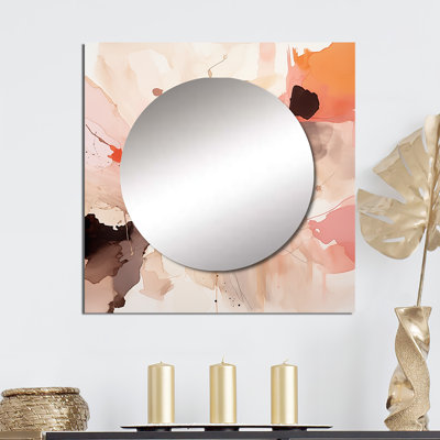 Distant Clouds Abricot Crush Infusion III - Abstract Shapes Square Mirror Wall Decor For Bedroom