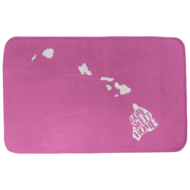 Tapis rectangulaire antidérapant pour salle de bain, L 17 po x L 21 po, Marine, Home Sweet Home Hawaii