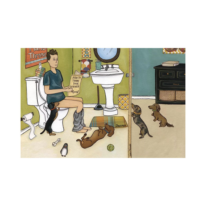 " Train Your Wiener " Painting Print, 8" H x 12" W x 0.75" D