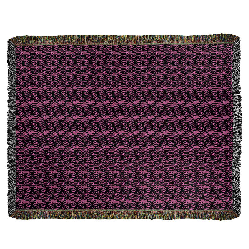 Couverture tissée hexagonale Katelyn Elizabeth, l 37 po x L 52 po, Rose / Noir
