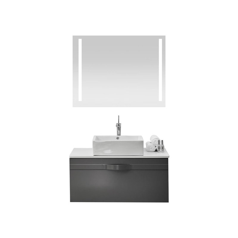 Ensemble de meuble-lavabo de salle de bain simple fixé au mur 37 po avec miroir Fern Rock