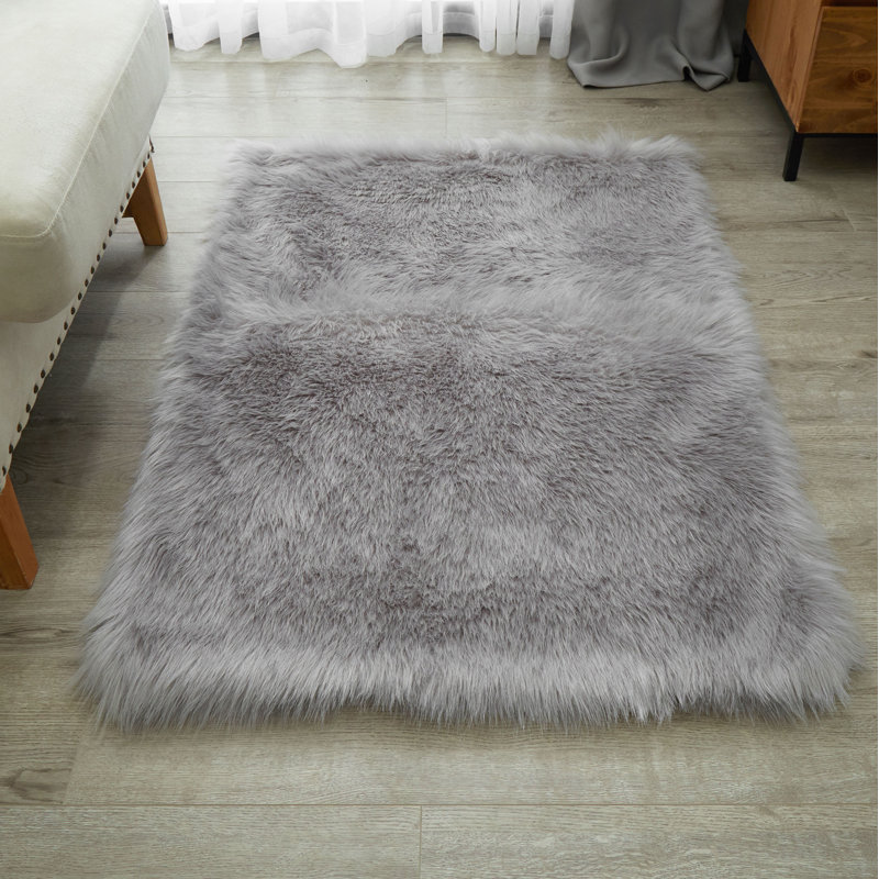 Enrica Soft Fluffy Gray Area Rug