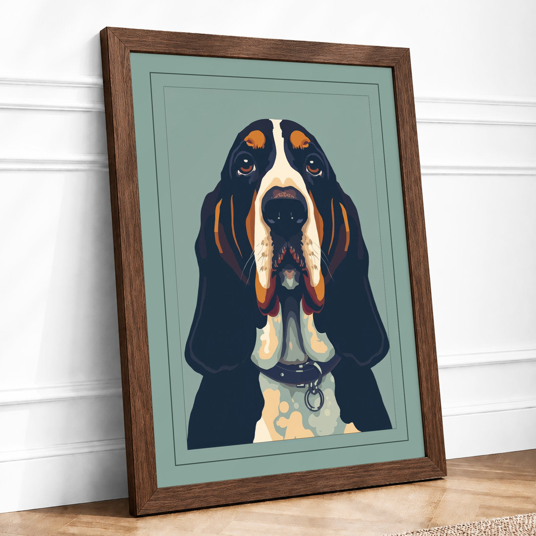 Dignified Basset Hound Modern - Framed Print