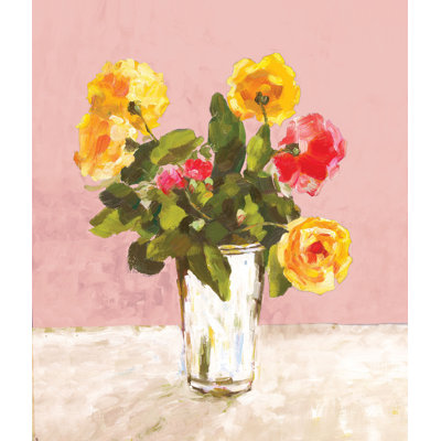 Yellow Bouquet on Pink - Painting Print
