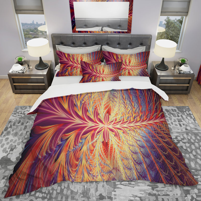 In Sync - Ensemble de housse de couette abstrait - Microfibre de polyester, Housse simple + 1 taie décorative
