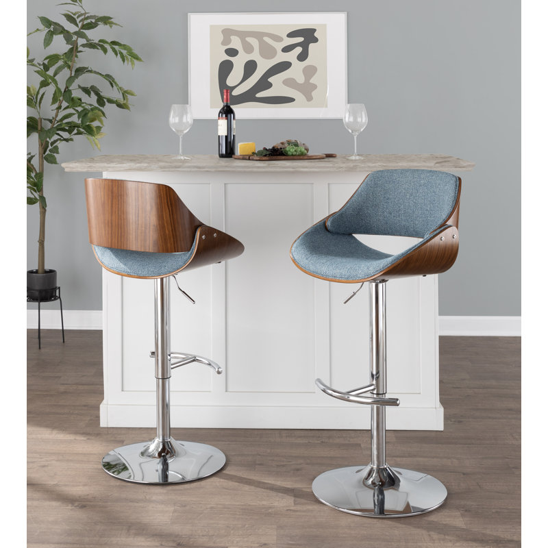 Palmona Adjustable Bar Stool with Rounded T Footrest, Blue 
