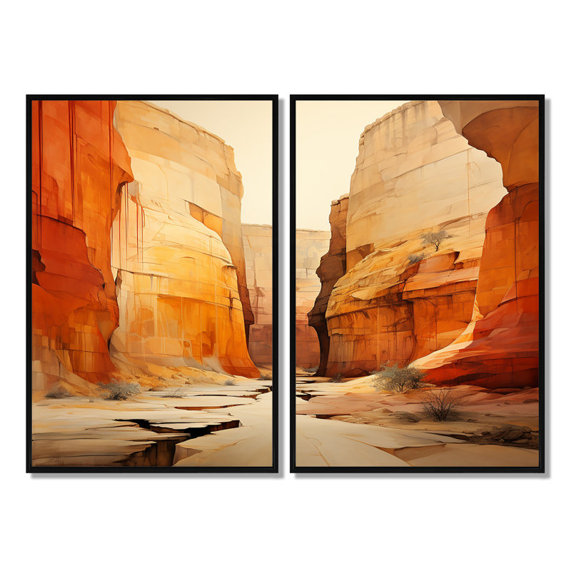 Marvalyn - Orange Canvas Wall Art, Black, 36" H x 48" W, Floater Framed Print