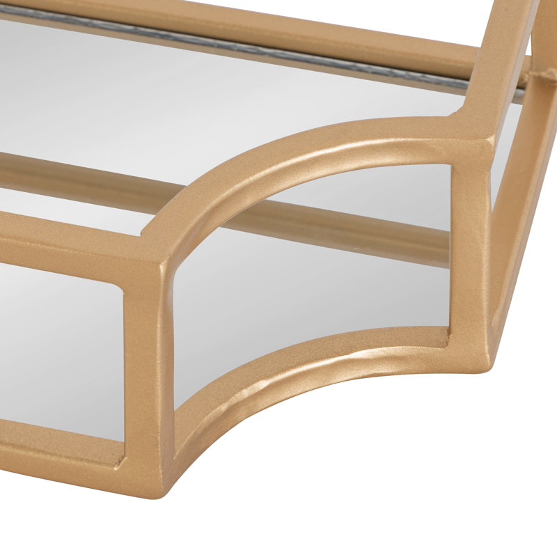 Zain 2 Piece Metal Floating Shelf, Gold