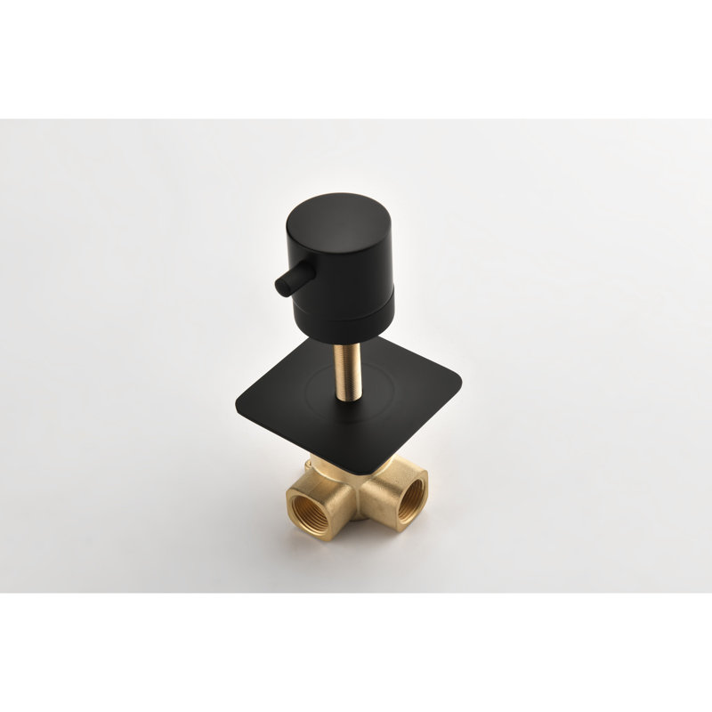 Valve de contrôle du volume de la douche principale - laiton, 3,57 po X 2,22 po, rouille, hauteur de finition noir mat, corps en laiton, résistance à la corrosion et à la rouille, noir, installation facile