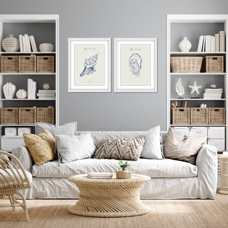 Coastal Retreat Filles De La Mer- La Conchiglia Diptych, 48" H x 64" W