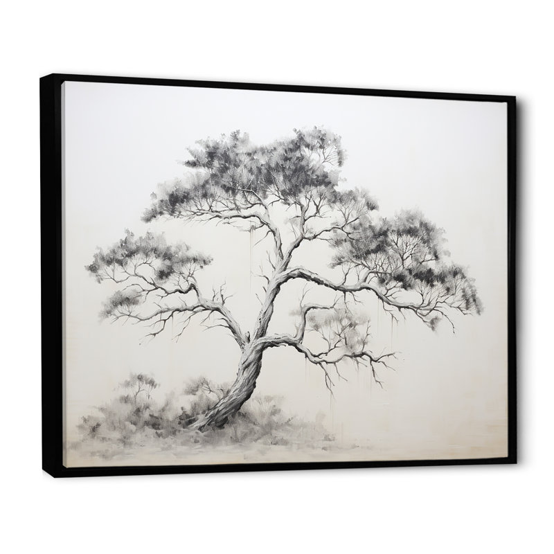 Minimalisme, pin blanc, rêve III sur toile, Cadre flottant noir, H 24 po x l 32 po x P 1 po