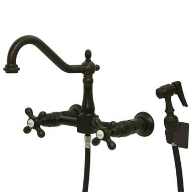 2 Handle Bridge Style Kitchen Faucet With Metal Cross Handles