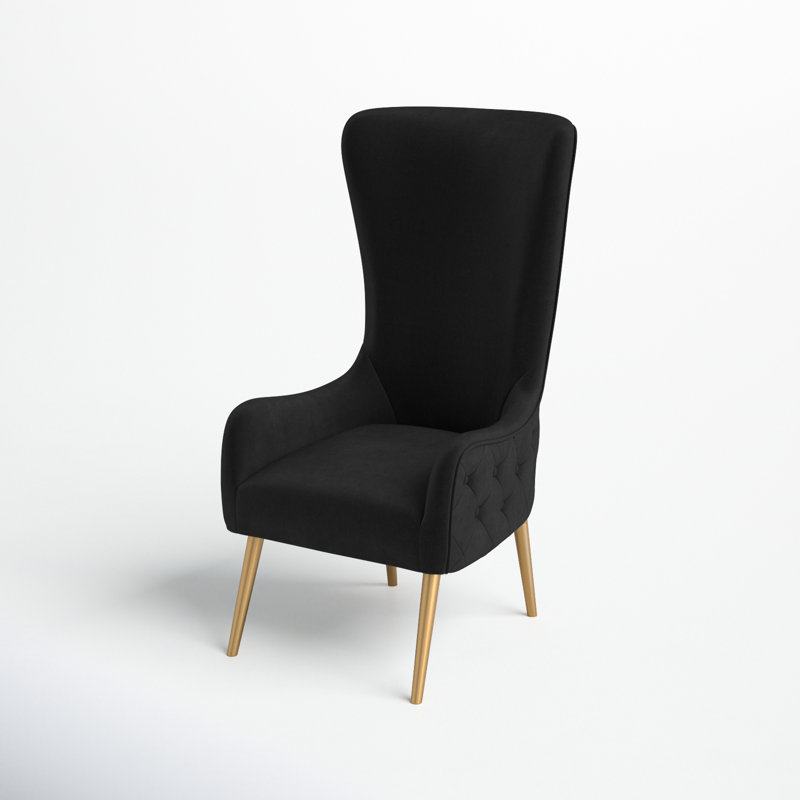 Alexander Velvet Wingback Chair, Black Velvet