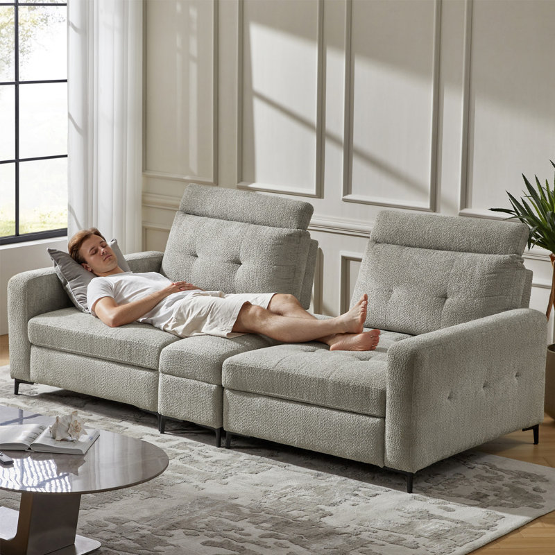 Atavia 97" Boucle Tufted Extra-Deep Modular Sleeper Sofa with Removable Storage Side Table, Gray