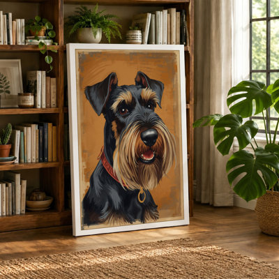 Schnauzer Portrait Rustic - Wrapped Canvas