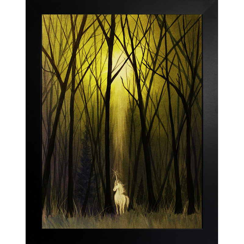 «White Unicorn» par Ed Capeau - reproduction d'art, H 18,5 po x l 14,5 po x P 1 po, Papier encadré noir, Aucun mat