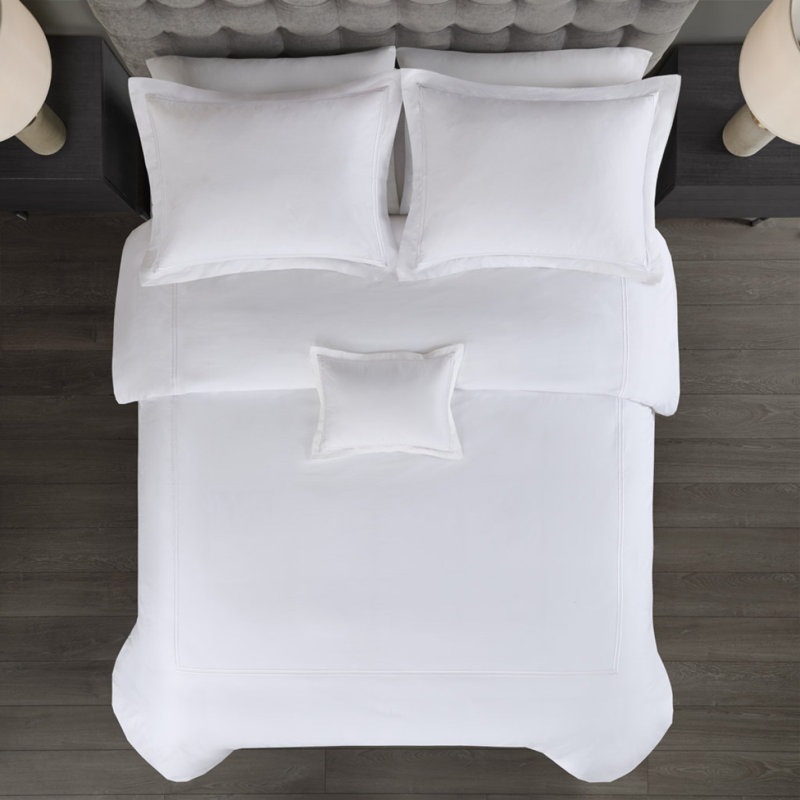 Ensemble d'édredon 100% satin de coton brodé double / grand