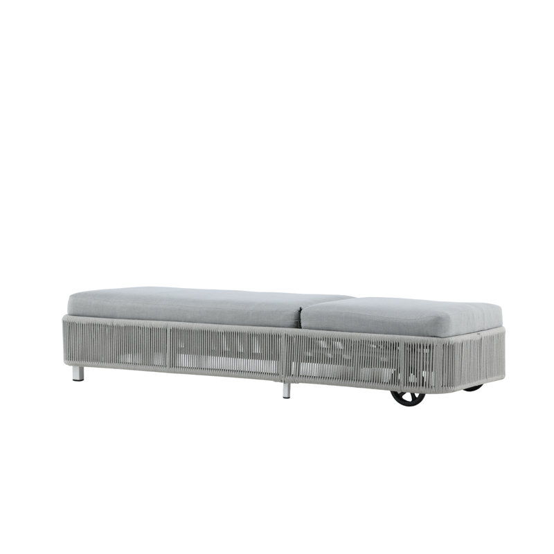 Emmerlyn 204.5cm Long Reclining Sun Lounger with Cushions, White/Grey