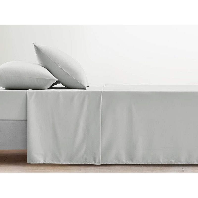 Washed Microfiber Bedding Microfiber Sheet Set, Cal.King Sheet Set + Fitted Sheet + 2 Pillowcases, Light Gray