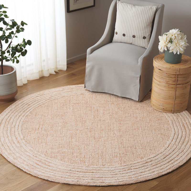 Khristiane Ebony Hand Tufted Wool And Cotton Bordered Rug, Round 6'