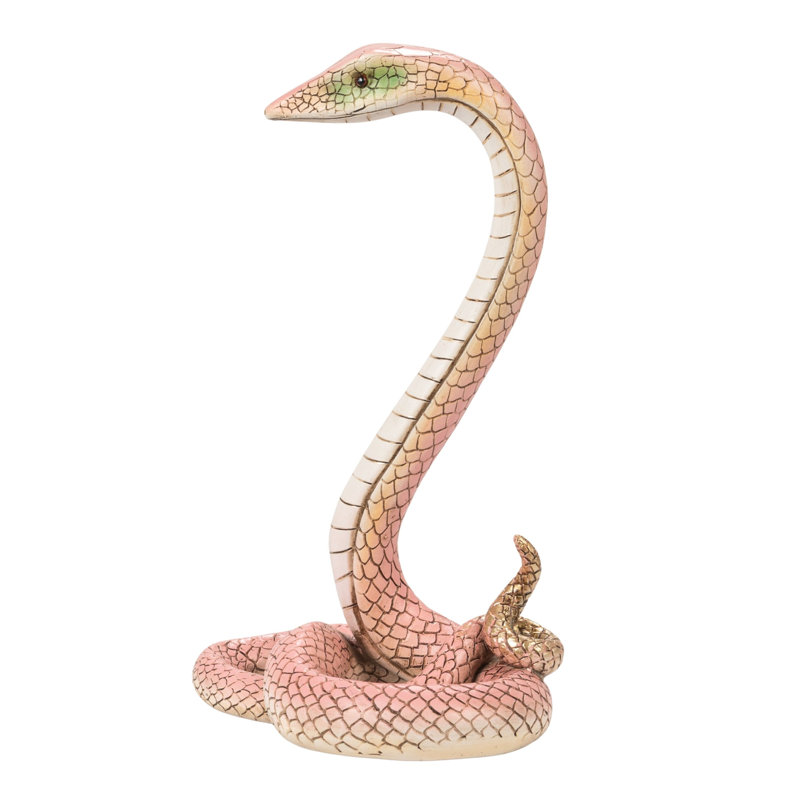 Resin Snake Figurine With Pink