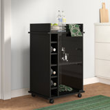 Dukat 2-Shelf Glass Door Bar Cart with Six Wine Cubbies