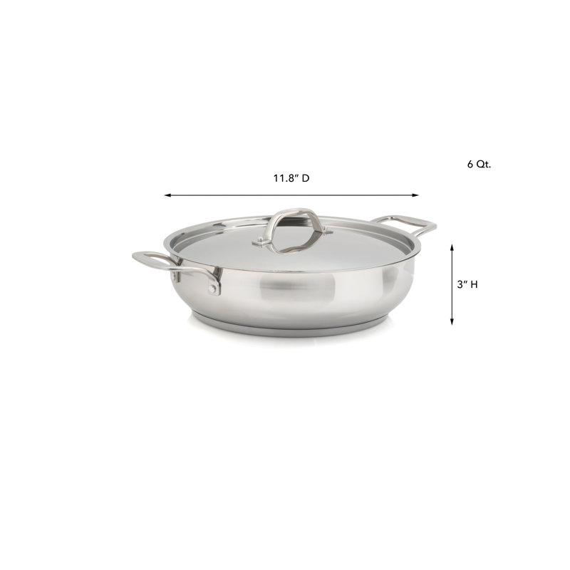 Impulsion! Braiser circulaire en acier inoxydable Terra avec couvercle, 6 pte