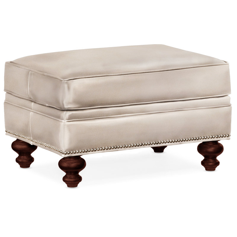 Repose-pieds rectangulaire en cuir véritable 26 "West, Cuir véritable minéral Rio, Acajou, Nickel