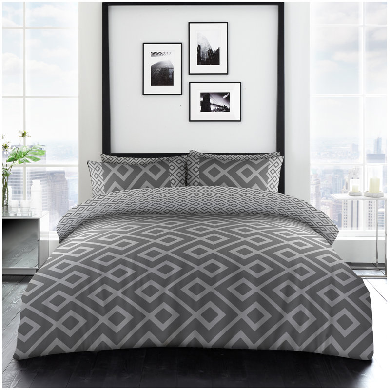 Cotton Blend Duvet Cover with Pillowcases, Double Duvet Cover + 2 Standard Pillowcases