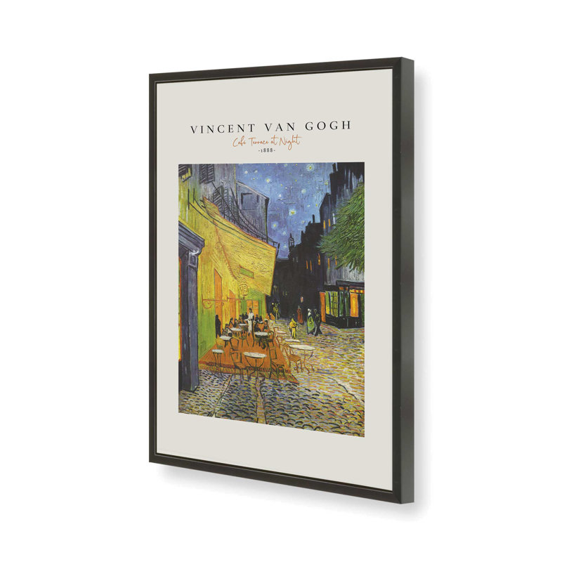 «Van Terrace» par Van Gogh's Cafe, H 25 po x l 19 po x P 1,25 po, Reproduction encadrée sans passe-partout, Noir satiné