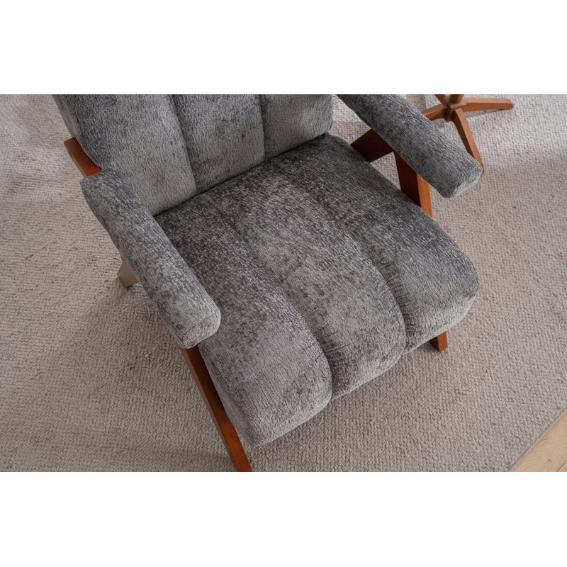 Fauteuil Mid-Century moderne en forme de nuage avec tissu chenille, Grey