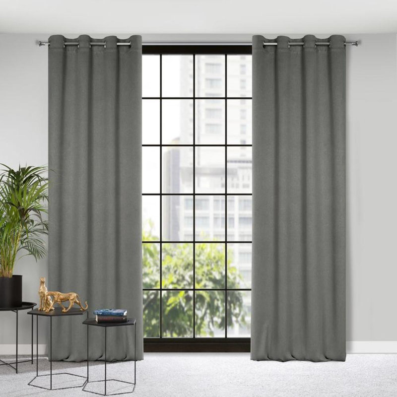 Carlo Eyelet Blackout Curtain, Dark Grey