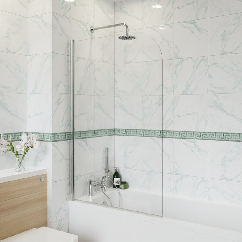 Gertraut 815mm W x 1400mm H Pivot Semi-Frameless Tub Door with Clear Glass, Chrome