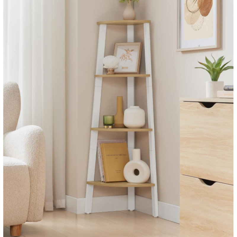 Rocco 125 cm H x 34 cm W Steel Corner Bookcase, Yellow/White