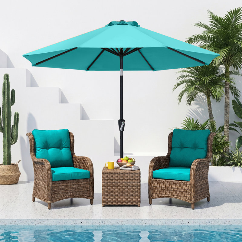 9 aluminum market tilt patio umbrella turquoise sunnydaze decor 9' With a standard 1.5 opening base SunnyDaze Decor 5' Steel Beach