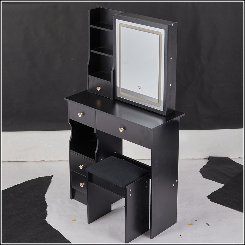 Ensemble de coiffeuse compact et polyvalent avec miroir à DEL avancé et rangement spacieux