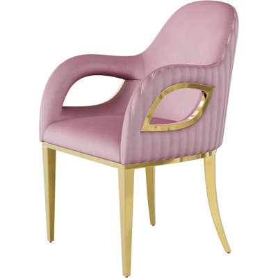 Chaises de salle à manger roses avec accoudoirs, 1 pièce
