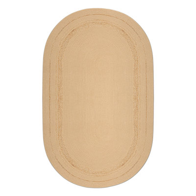 4.9' X 7.9' Oval Braided Jute Rug