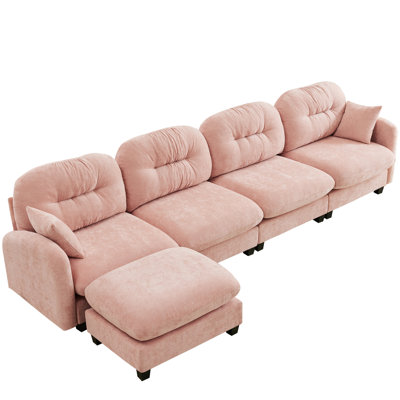 Canapé modulaire ergonomique en L modulaire à 4 places en chenille douce et pour chambre à coucher avec canapé, scandinave