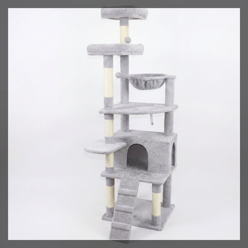 Arbre à chat 71 po à plusieurs niveaux avec hamacs, plateformes et poteaux à griffes pour plusieurs félins